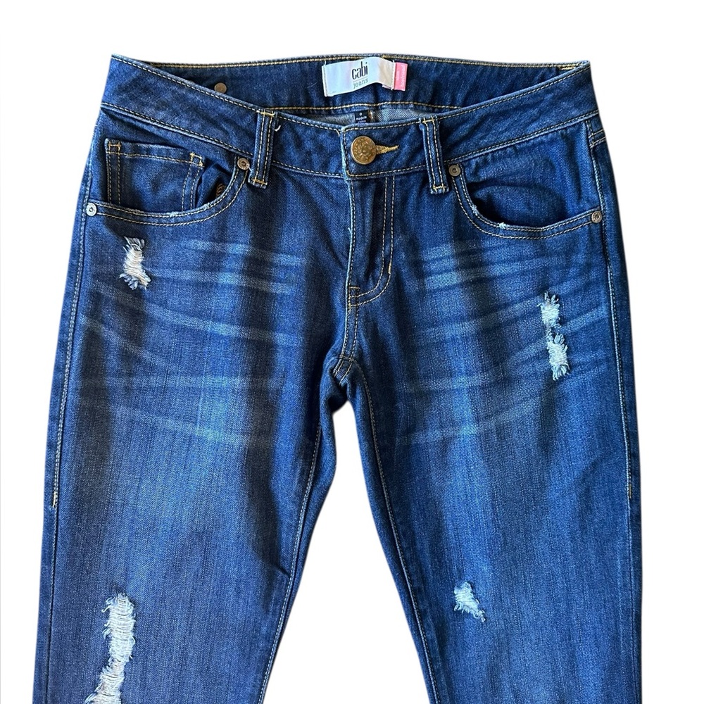 CABI Style #3045 Slim Boyfriend distressed stretch jeans size 0 - Picture 3 of 8